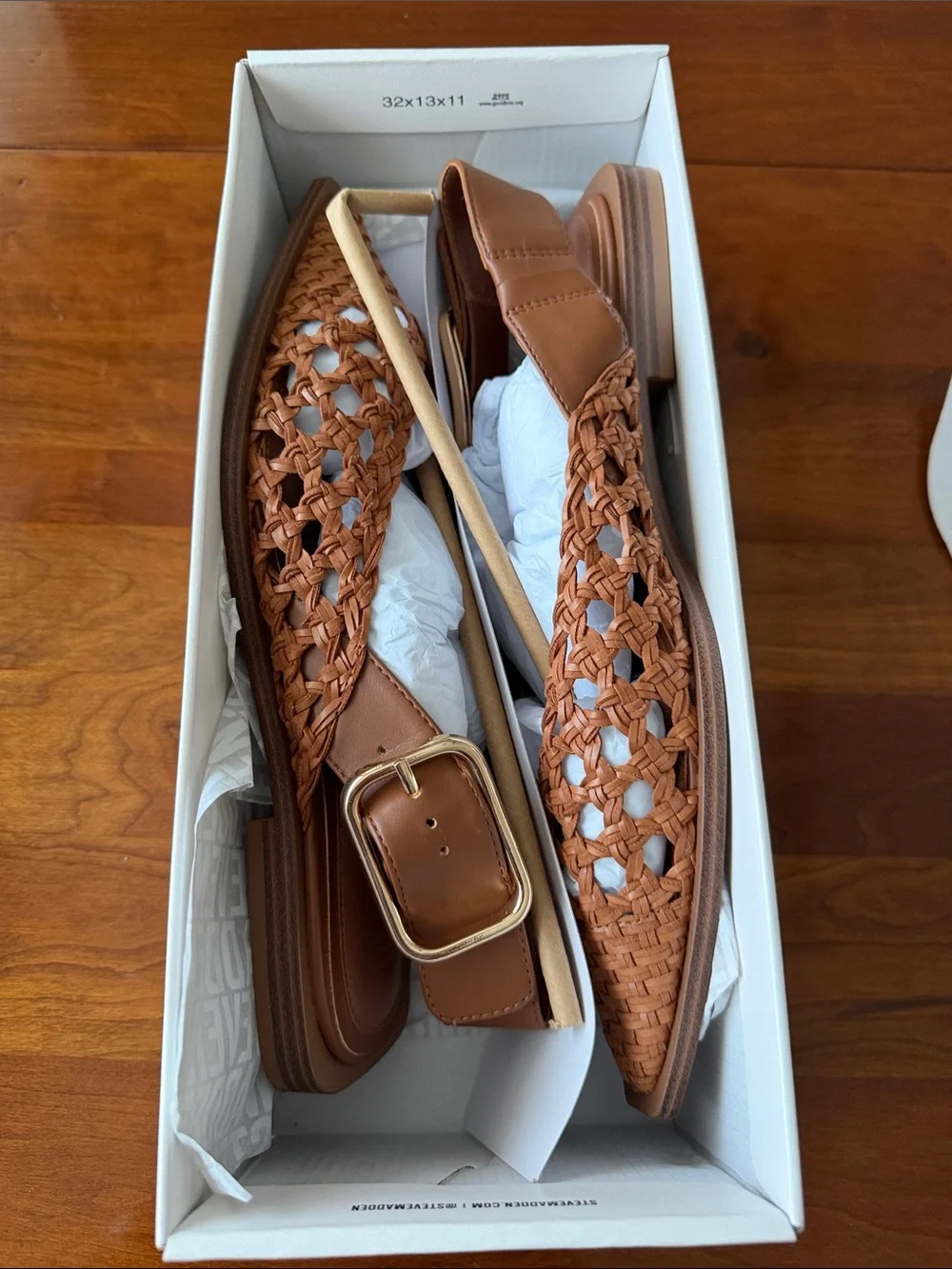 Steve Madden Shay Woven Slingback Flats - Cognac Brown